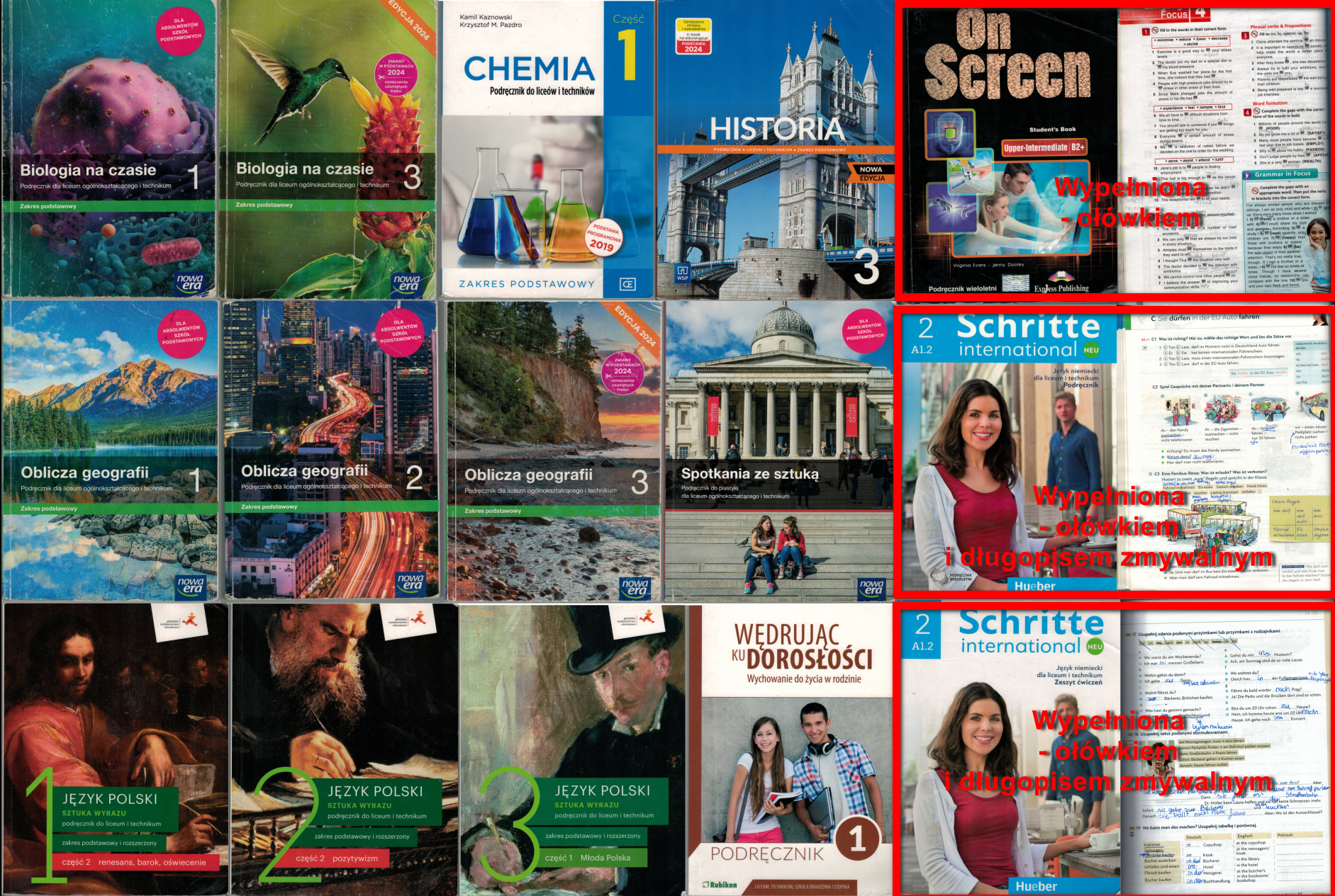 Podręczniki do Liceum i Technikum [historia chemia geografia biologia angielski niemiecki i inne] - CENA 10 zł (za książkę!)
