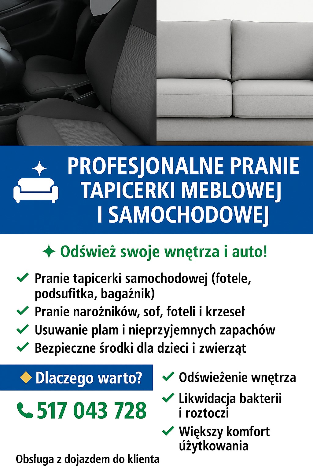 Pranie tapicerki meblowej i samochodowej