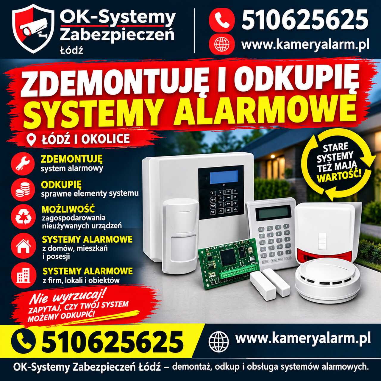 Zdemontuję i odkupię systemy alarmowe. www.kameryalarm.pl