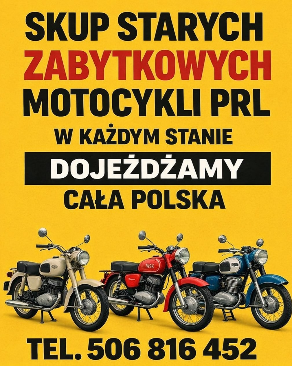 Kupię za gotówkę: stare zabytkowe motocykle motorowery motory prl samochody p...