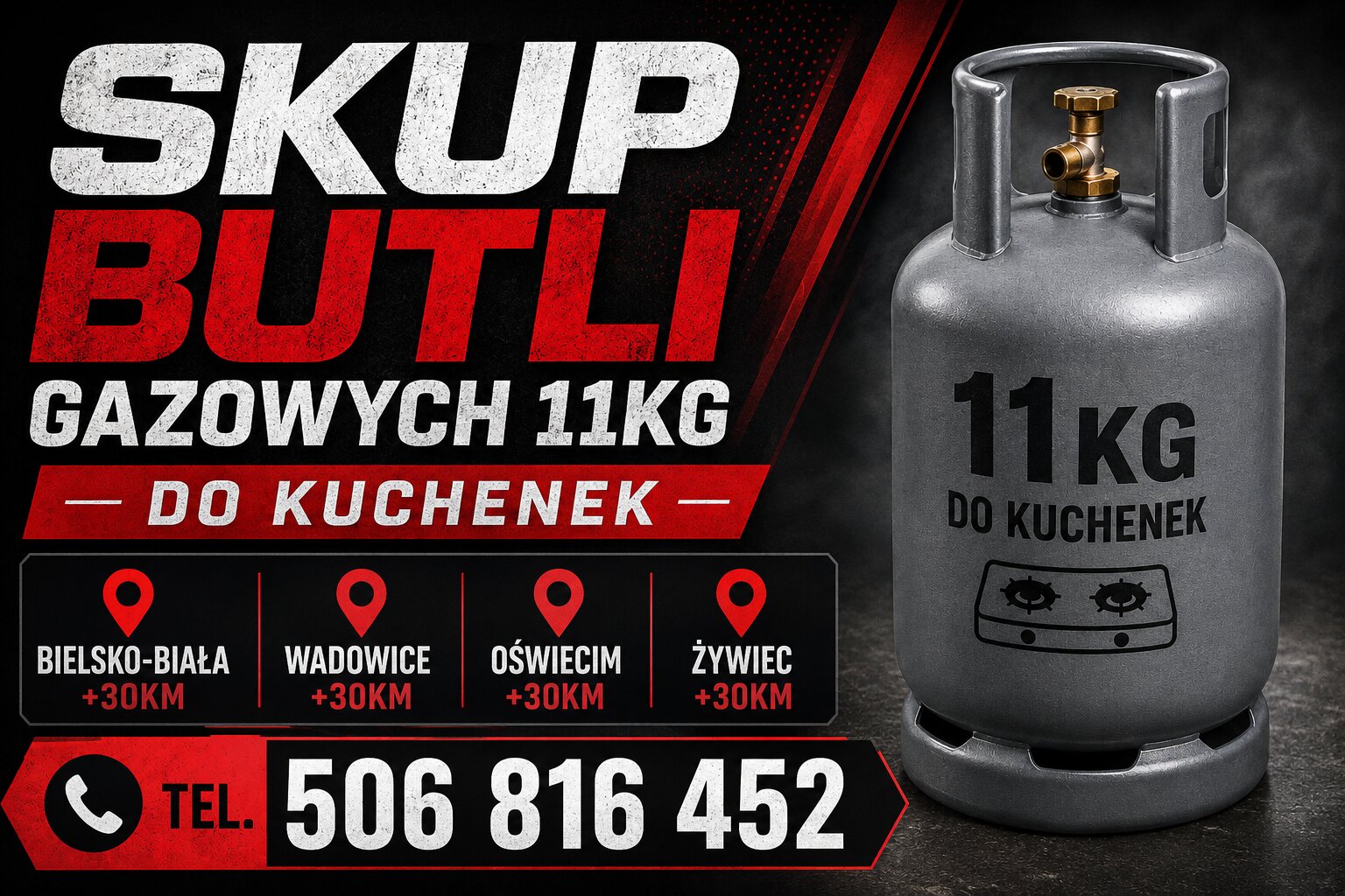Skup butli gazowych 11kg propan-butan (do kuchenek, techniczne, turystyczne) and...
