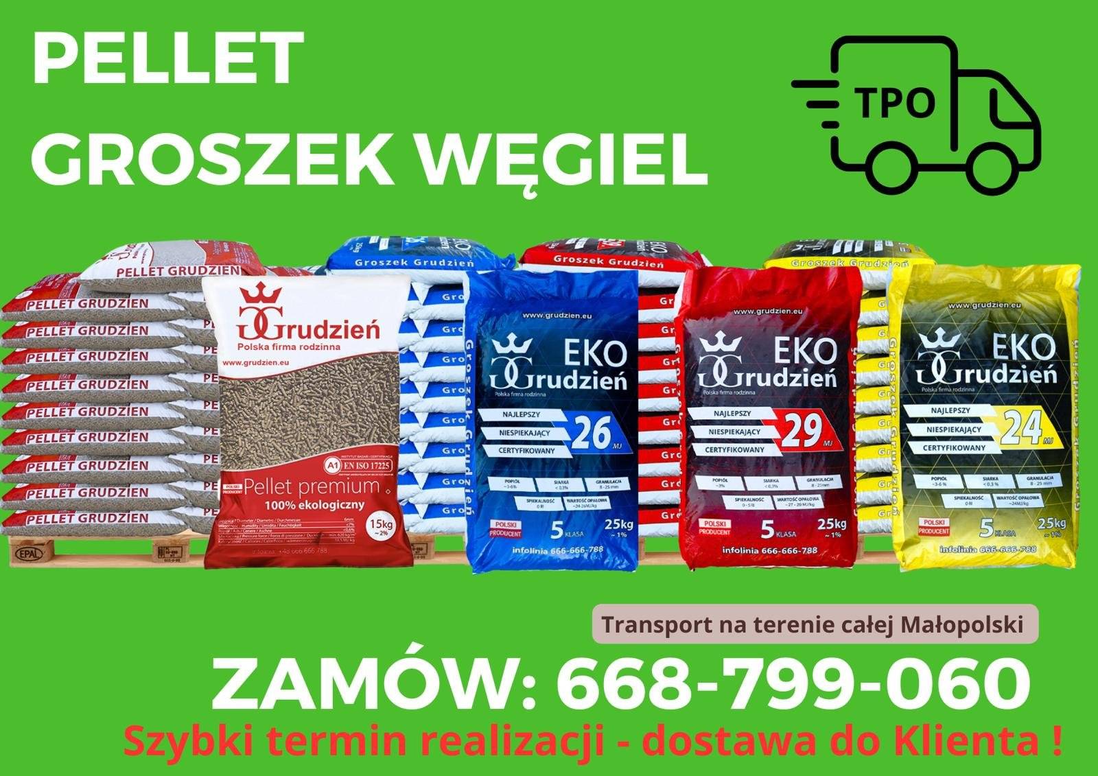 Pellet, groszek węgiel dostawa Małopolska