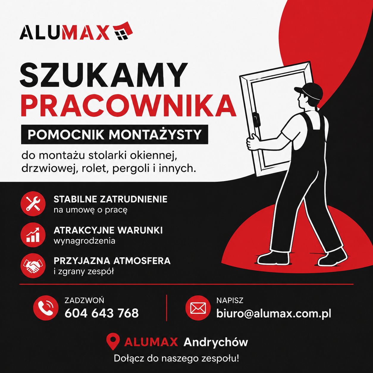 Pomocnik montażysty stolarki okiennej i drzwiowej
