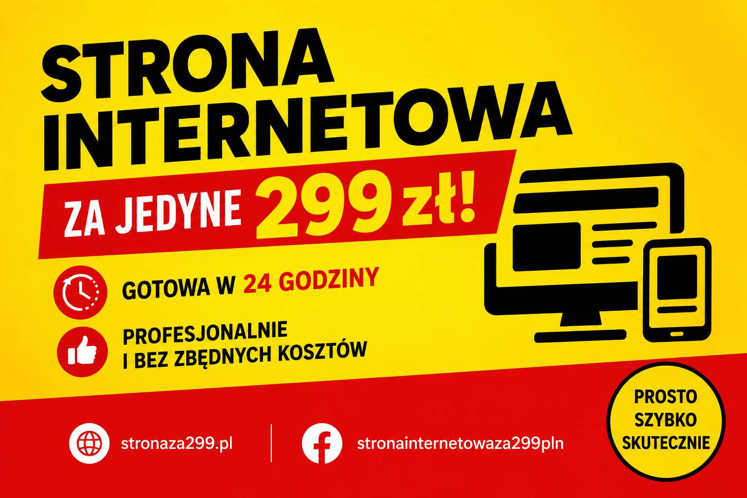 Twoja strona internetowa już jutro - tylko 299 zł