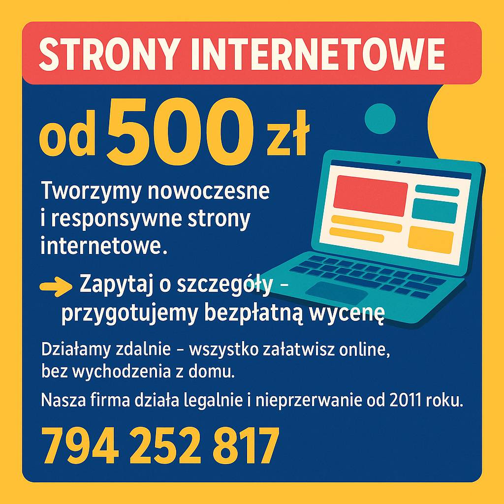 Strona internetowa od 500 PLN z mocną promocją na START/ FAKTURA