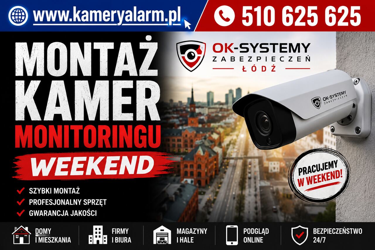 Montaż kamer monitoringu w weekend; dobry monitoring; skuteczny monitoring;
