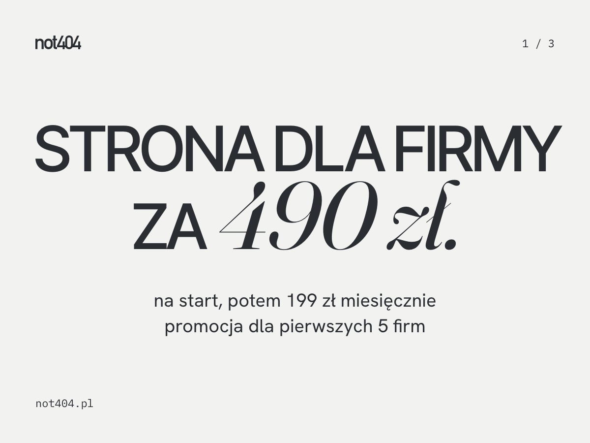 Strona internetowa dla firmy za 490 zł na start