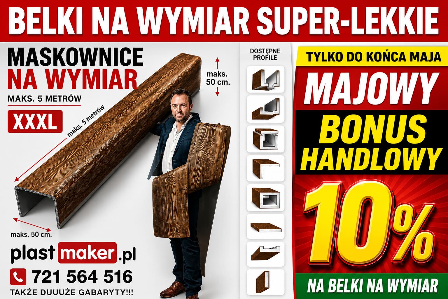 Belki rustykalne sufitowe i maskownice na wymiar - bonus majowy 10 procent!