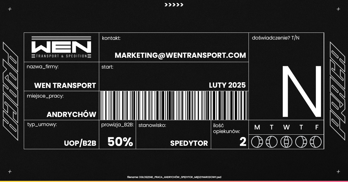 Spedytor międzynarodowy w wen transport – bez doświadczenia