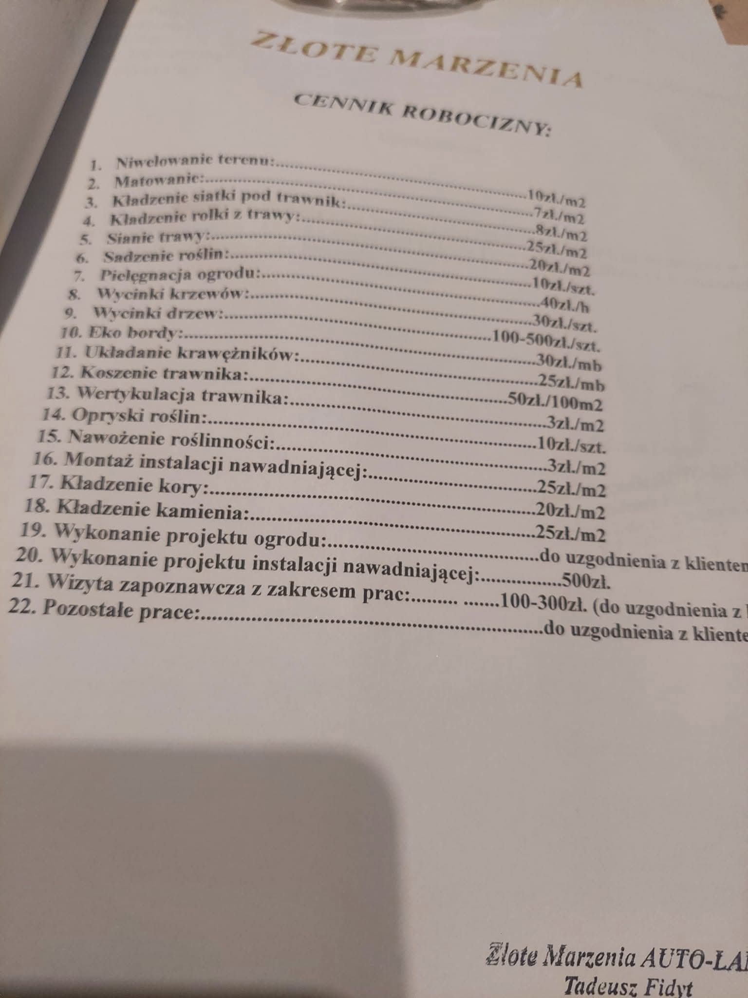 Złote marzenia usługi ogrodnicze
