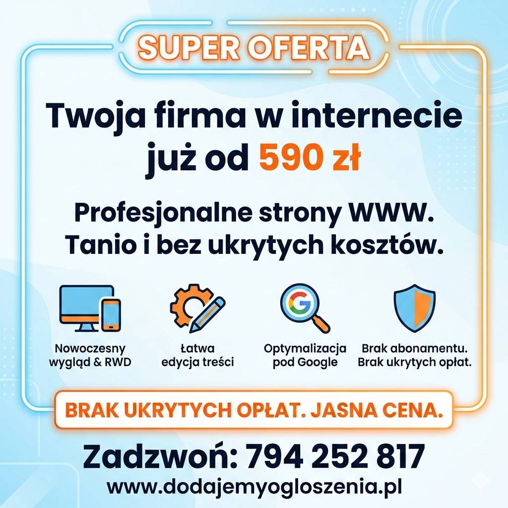 Strona internetowa już od 590 zł - bez przepłacania! + dodawanie ogłoszeń