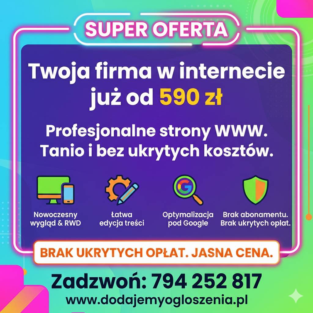 Strona internetowa już od 590 zł - BEZ PRZEPŁACANIA! + DODAWANIE OGŁOSZEŃ