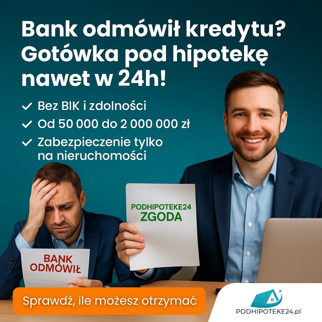 Pożyczka pod zastaw mieszkania na 10 lat - bez bik