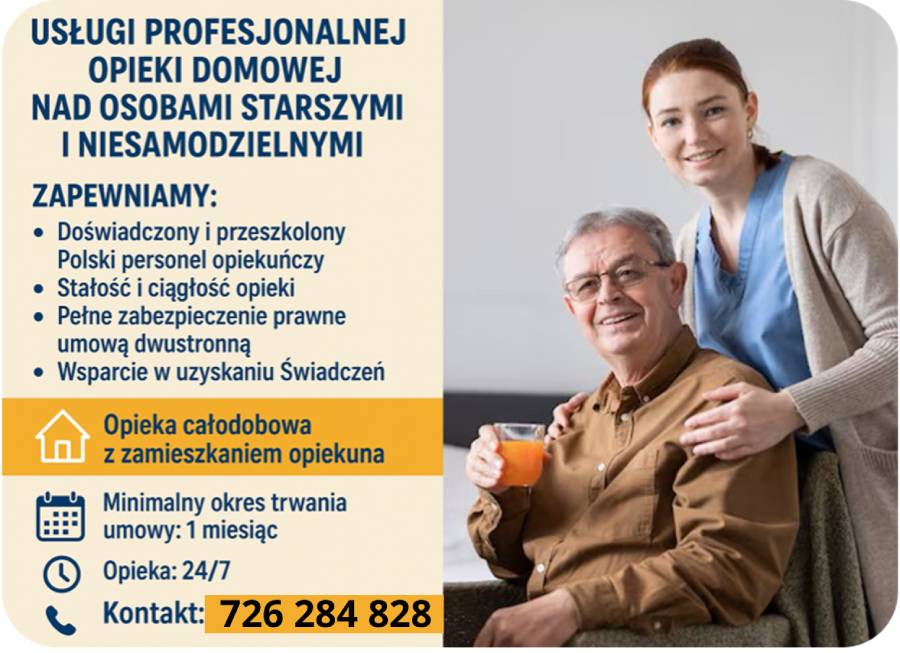 Opieka seniora całodobowa w domu - zamów opiekunkę andrychów cała małopols...