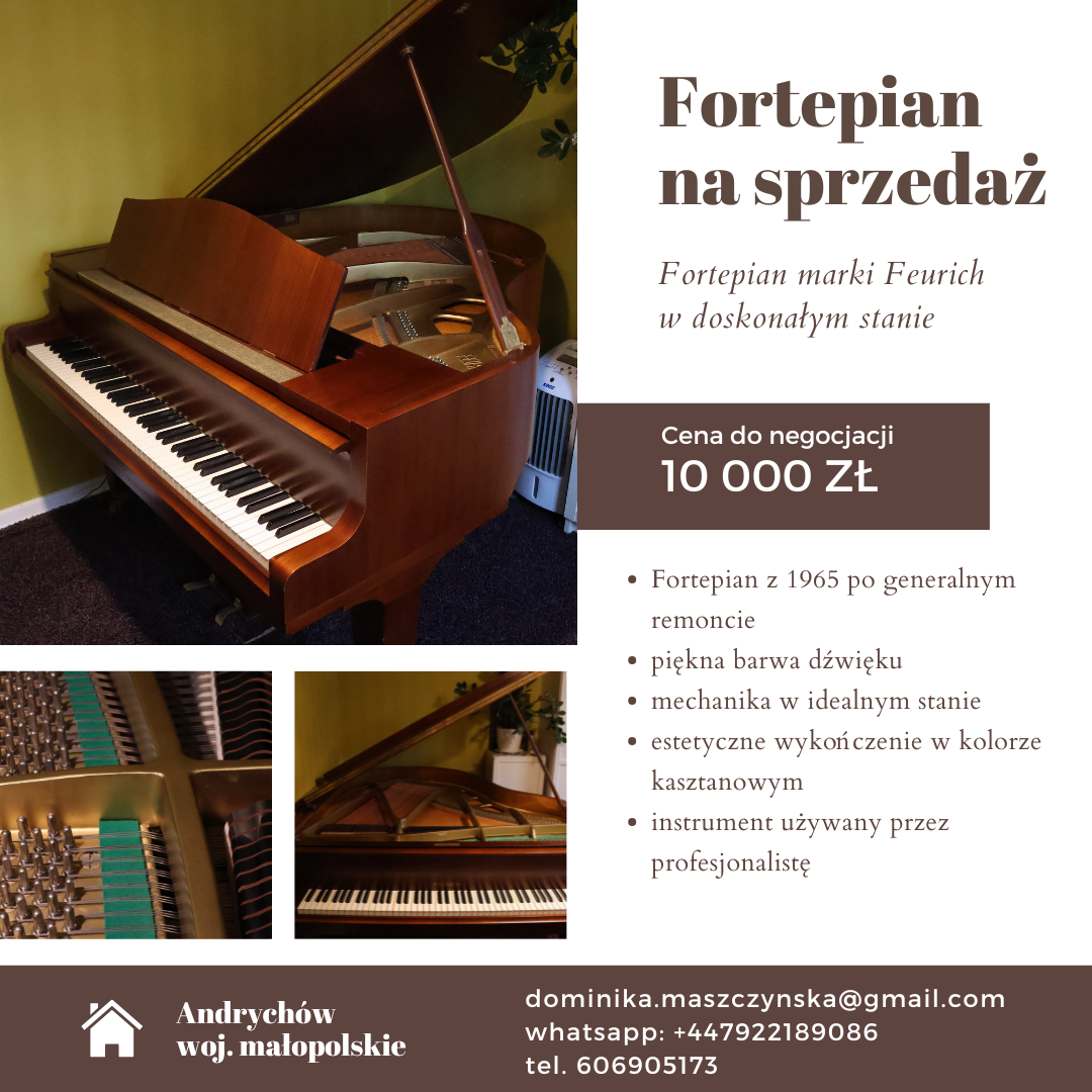 Fortepian Gabinetowy Feurich, NOWA NIŻSZA CENA!