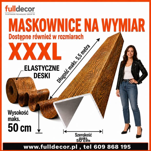 Imitacja drewna na wymiar - belki rustykalne, maskownica styropianowa, lamele su...