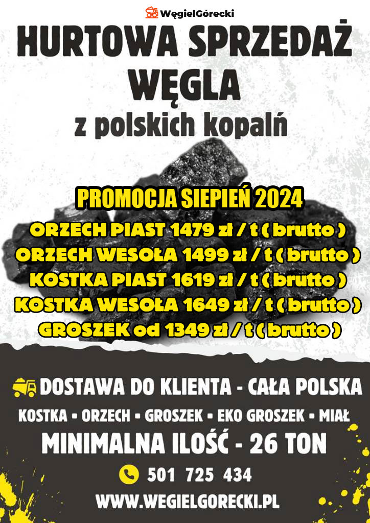 Węgiel hurtowy z polski - sierpniowa promocja 2024