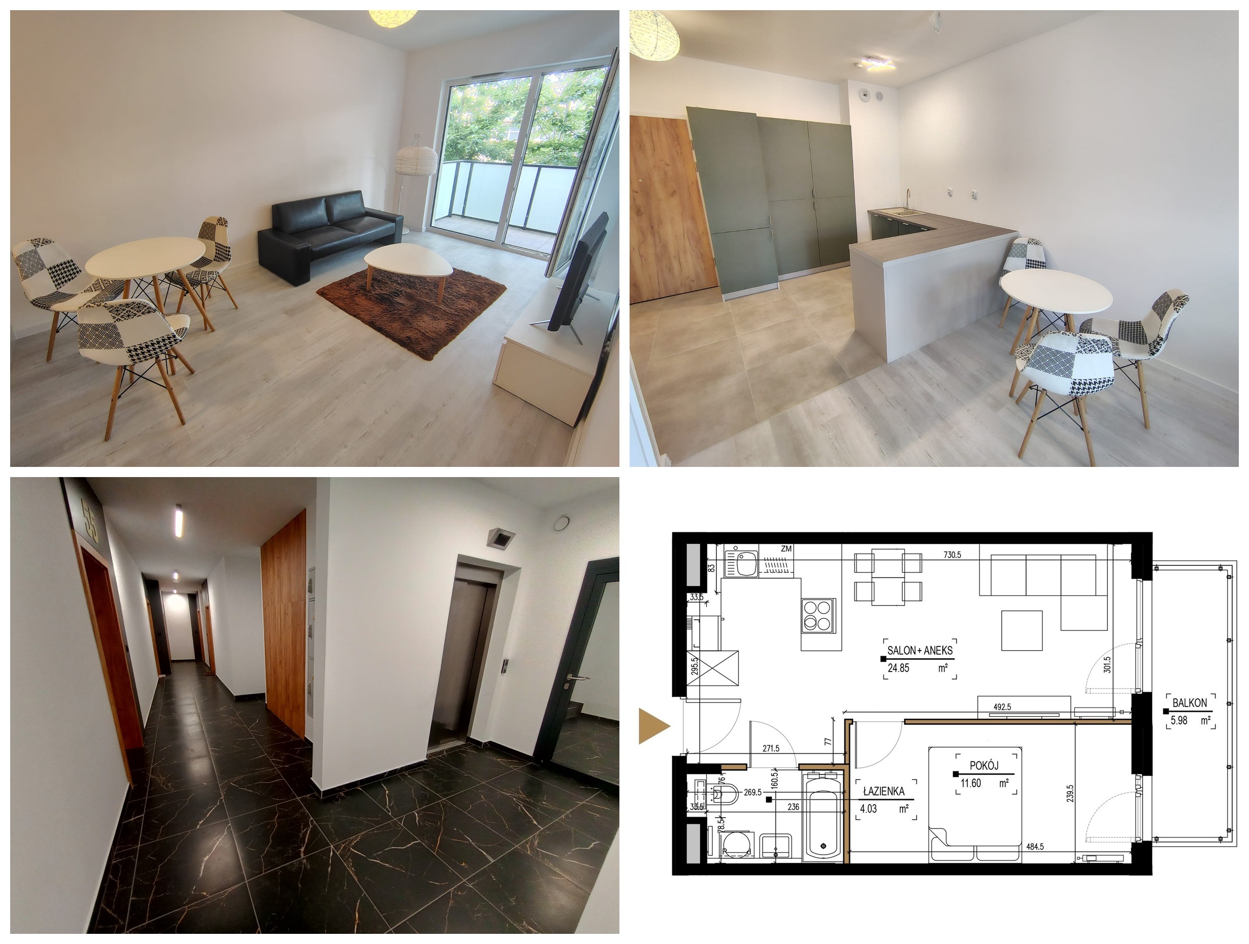 Apartament 40,5 m² do wprowadzenia, I piętro, 2 pokoje z balkonem w budynku z windą