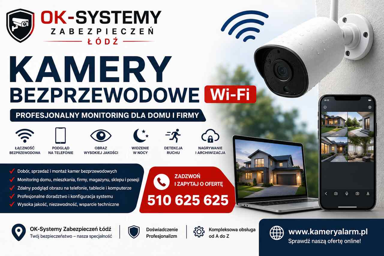 Kamery bezprzewodowe łódź – monitoring wi-fi | ok-systemy zabezpieczeń