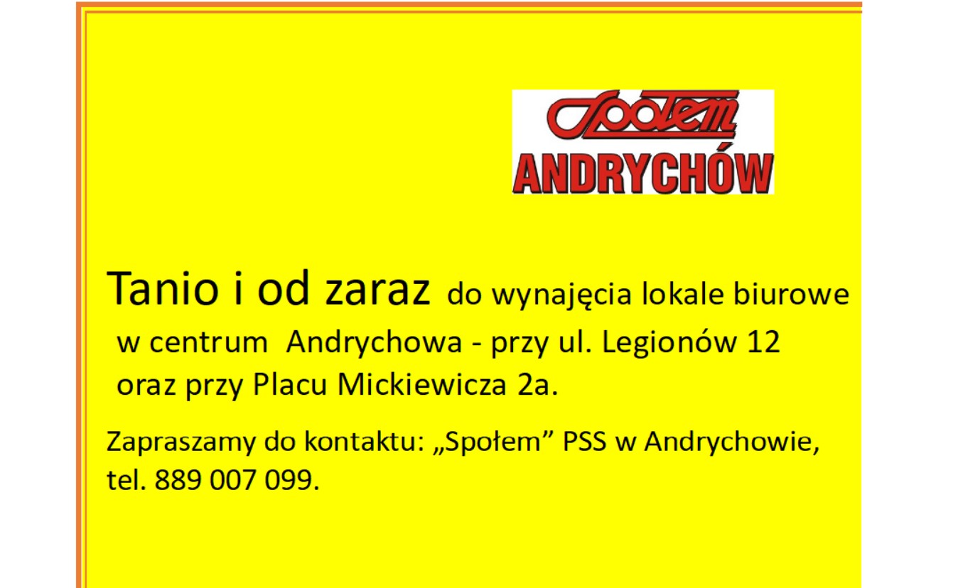 Lokale w Andrychowie do wynajęcia od zaraz
