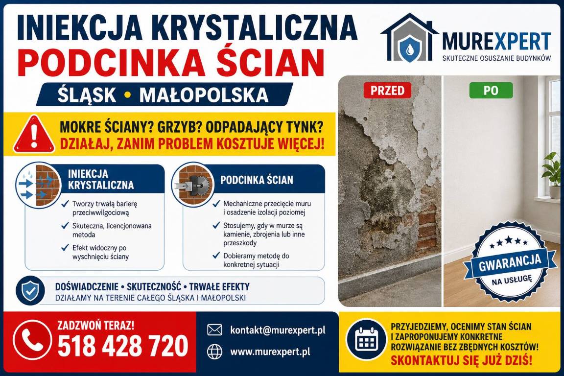 Drenaż fundamentów, izolacje osuszanie - śląsk, małopolska | murexpert