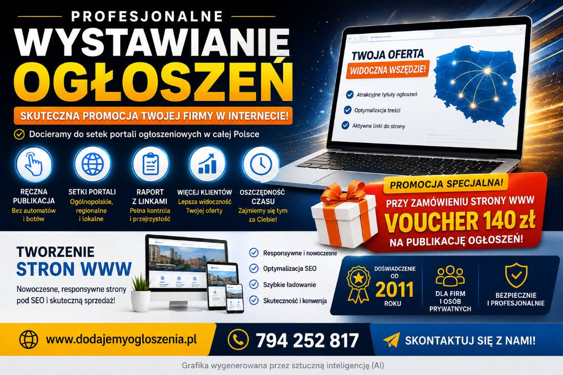 Profesjonalna promocja ogłoszeń internetowych + tanie strony internetowe