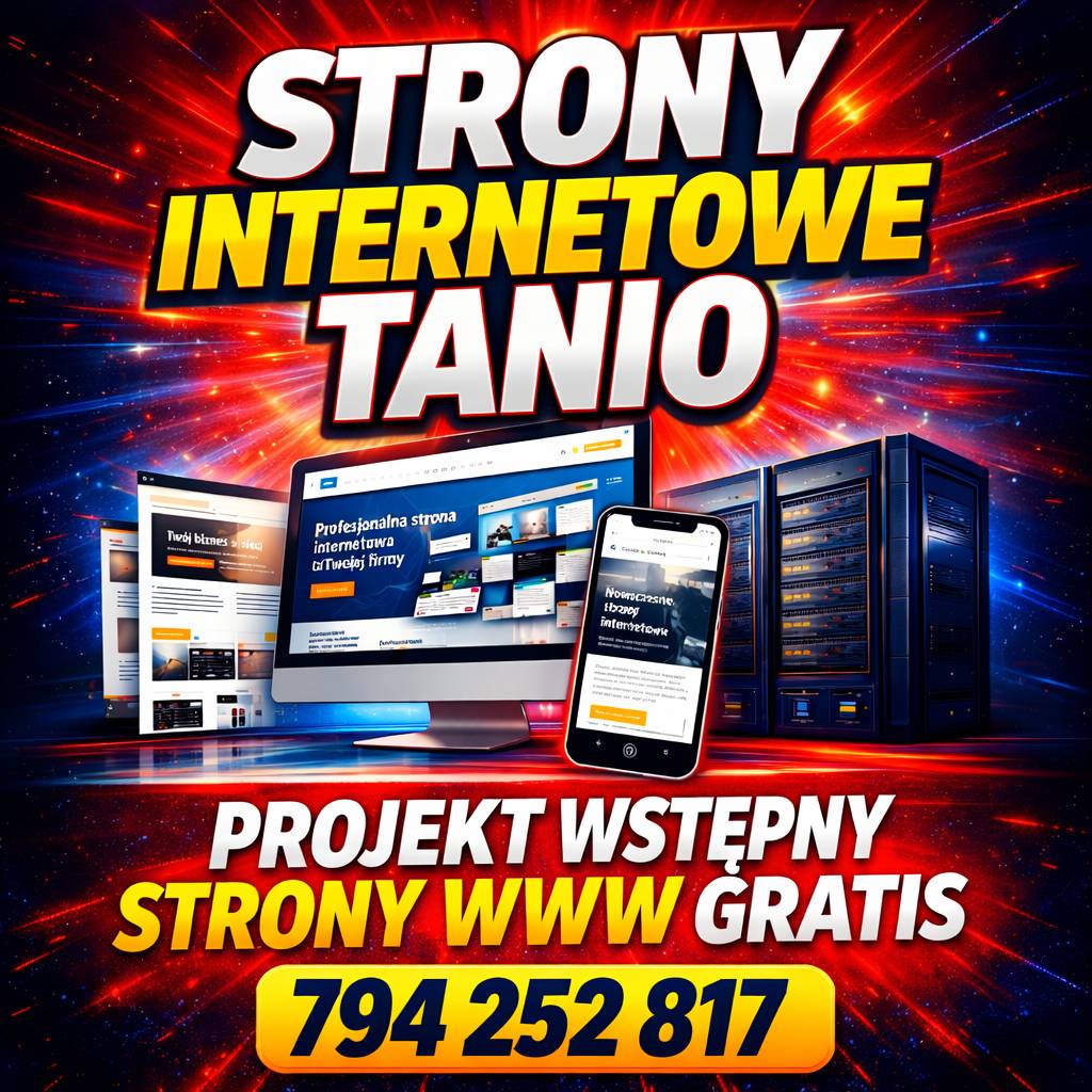 Strony www tanio + projekt wstępny za darmo + bonus