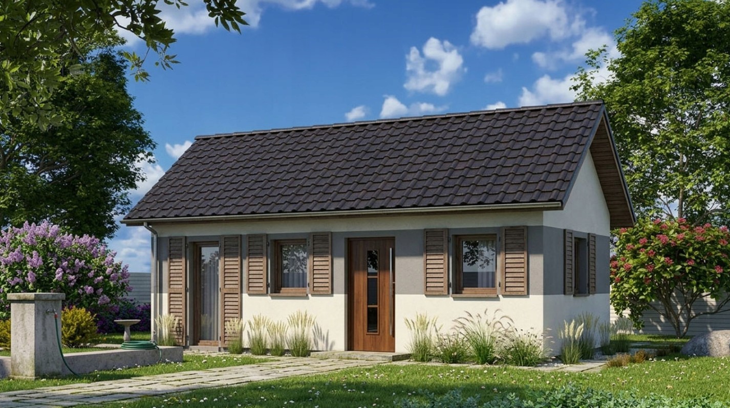 Drewniany domek 4,8×7,2 m – letniskowy całoroczny, solidne wykonanie