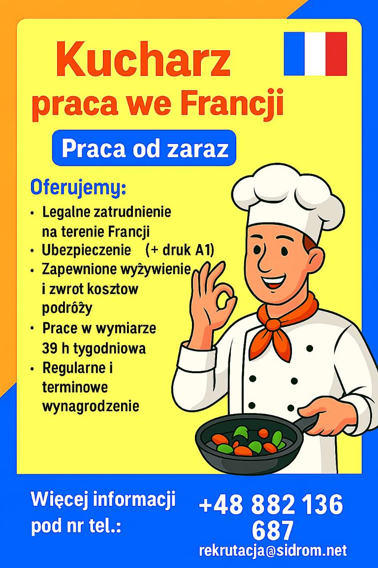 Kucharz praca we francji